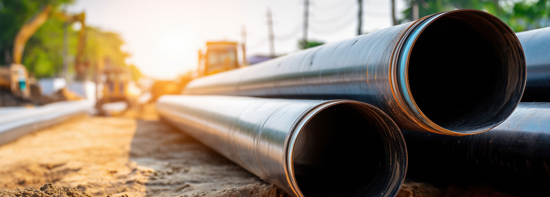 pipes in construction zone